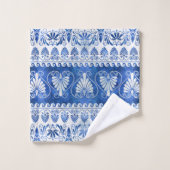 Luxus griechisches Ornament Blauer Edelstein und P Badhandtuch Set (Waschlappen)