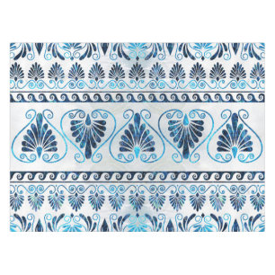 Luxus griechisches Ornament Blauer Edelstein und P Tischdecke