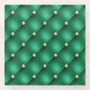 Luxus-Grün-Diamant-Tufting-Muster Glasuntersetzer