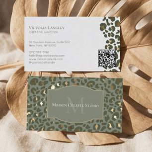 Luxus Grün Gold Gepard Leopard Print Elegant Visitenkarte