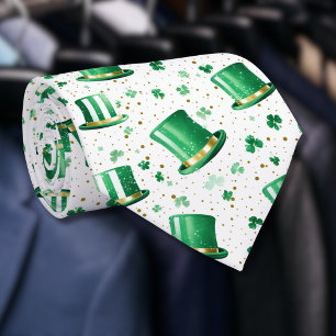 Luxus Grün Gold Hüte und Shamrocks Weiß Krawatte
