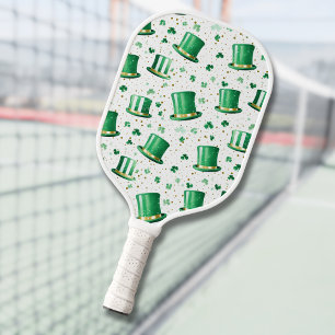 Luxus Grün Gold Hüte und Shamrocks Weiß Pickleball Schläger