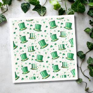 Luxus Grün Gold Hüte und Shamrocks Weiß Serviette