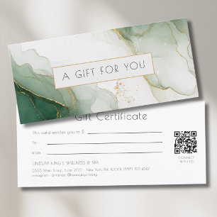 Luxus-Grün-Gold-Marmor-QR-Code-Geschenkgutschein