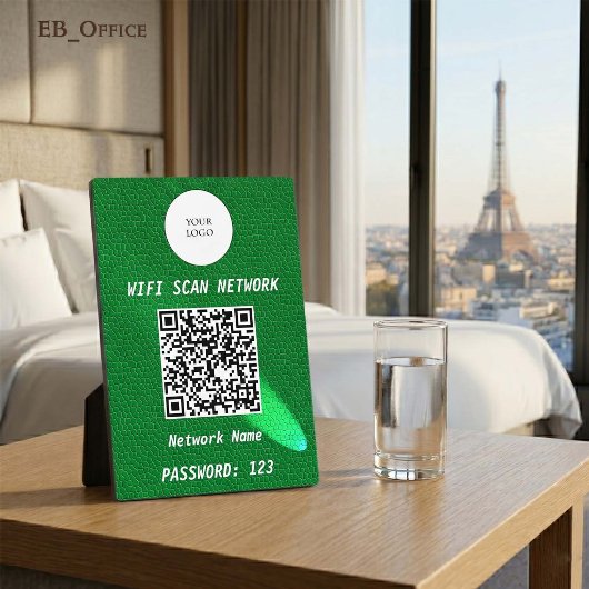 Luxus-Grün-Leder-Scheinwerfer-QR-Code-Wifi-Schild Fotoplatte