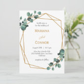 Luxus Grüne Gold Rahmen Hochzeitsempfehlung Einladung (Stehend Vorderseite)