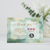 Luxus-Grünmarmor-Geschäft Dankeskarte (Stehend Vorderseite)