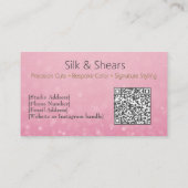 Luxus Hair Studio Business Card mit rosa Glitzer Visitenkarte (Rückseite)