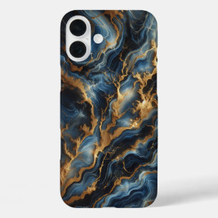 Luxus-Handyhülle aus tiefblauem Marmor - Elegant iPhone 16 Plus Hülle