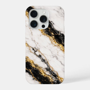 Luxus-Handyhülle aus weißem Marmor mit Goldadern iPhone 15 Pro Hülle