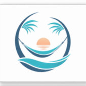 Luxus-Hängematten-Sonnenuntergangs-Logo Aufkleber (Vorderseite)