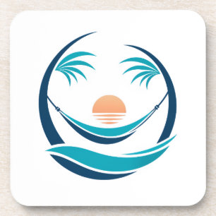 Luxus-Hängematten-Sonnenuntergangs-Logo Getränkeuntersetzer