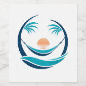 Luxus-Hängematten-Sonnenuntergangs-Logo Weinetikett (Einzelnes Label)
