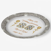 Luxus Happy Customize Silver 25 Jahre Jubiläum Pappteller (Schrägansicht)