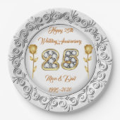 Luxus Happy Customize Silver 25 Jahre Jubiläum Pappteller (Vorderseite)