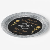 Luxus Happy Customize Silver 25 Jahre Jubiläum Pappteller (Schrägansicht)