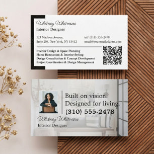 Luxus-Haus-Inneneinrichtungs-Stylist Foto-QR-Code Visitenkarte