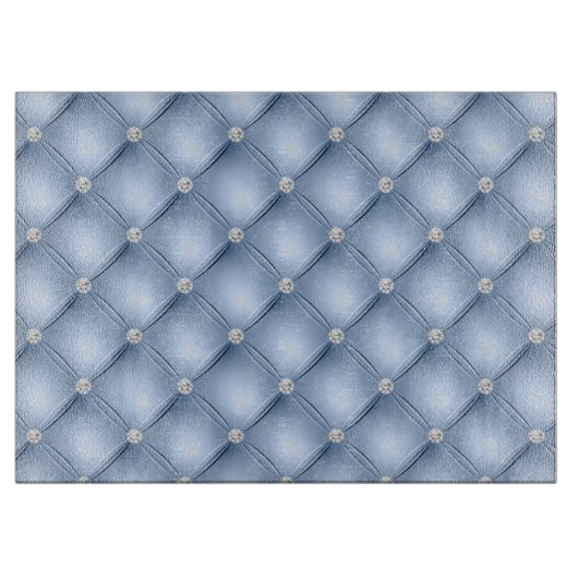 Luxus Hellblaues Diamant-Tufting-Muster Schneidebrett (Vorderseite)