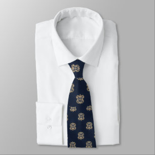 Luxus Heraldic Silk Jacquard Krawatte - Navy/Gold