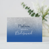 Luxus Himmel blau ombre Silbermedaille Glitzer Bri Einladung (Stehend Vorderseite)