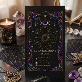 Luxus-Himmelsastrologie-Mystik-Zodiak-Reader-QR Visitenkarte