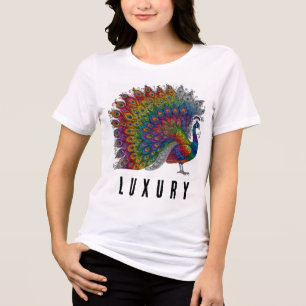 Luxus-Hochmode-Regenbogen-Pfau-Hemd Tri-Blend Shirt