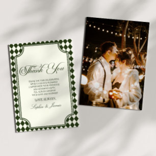 Luxus-Hochzeit im altmodischen Oliven-Grau-Elfenbe Dankeskarte