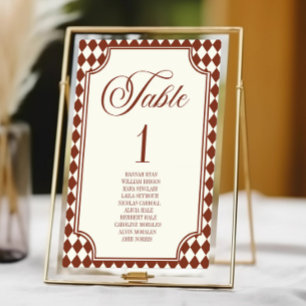 Luxus-Hochzeit im altmodischen Stil in Burgundrot  Tischnummer