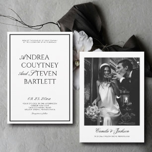 Luxus-Hochzeit im Stil des alten Geldes in Schwarz Einladung