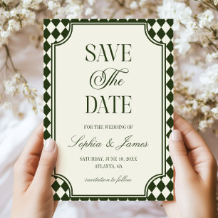 Luxus-Hochzeit in Alt-Olivgrün und Elfenbein im Vi Save The Date
