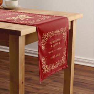 Luxus-Hochzeit in Rot und Antik-Gold Mittelgroßer Tischläufer