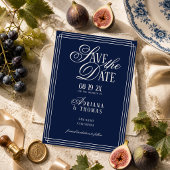 Luxus-Hochzeit mit blauer Kalligrafie Save The Date