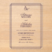 Luxus-Hochzeit mit lila Monogramm Acryleinladungen (Vorderseite)
