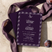 Luxus-Hochzeit mit Pflaumen-Monogramm Einladung