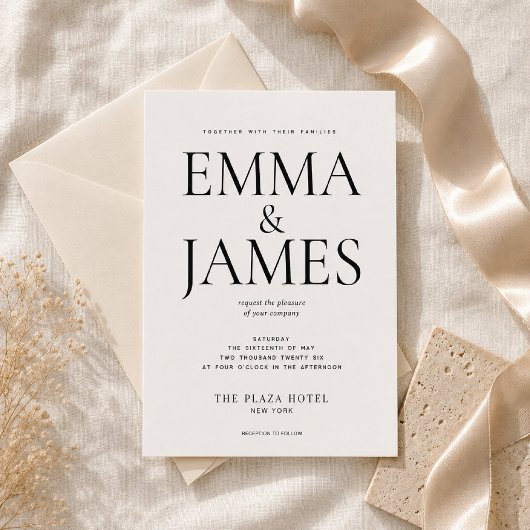 Luxus-Hochzeit mit vertikaler Typografie Einladung