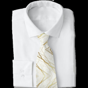 Luxus-Hochzeits- & Event-Schlips Weiß & Goldmarm Krawatte