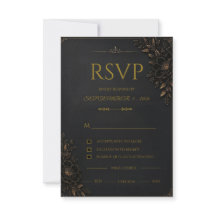 Luxus-Hochzeits-RSVP-Karte in Schwarz und Gold