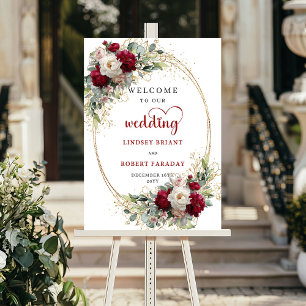 Luxus-Hochzeits-Willkommensschild mit Blumen und G Poster