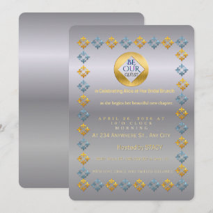 Luxus-Hochzeitsbrunch-Einladung in Silber und Gold Einladung
