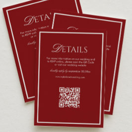 Luxus-Hochzeitsdetails-QR-Code in Maron Begleitkarte