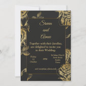 Luxus Hochzeitseinladung, Gold und Schwarz Einladung (Vorderseite)