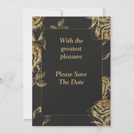 Luxus Hochzeitseinladung, Gold und Schwarz Einladung (Rückseite)