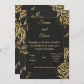 Luxus Hochzeitseinladung, Gold und Schwarz Einladung (Vorne/Hinten)