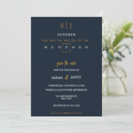Luxus-Hochzeitseinladung in Navyblau zum Speichern Einladung