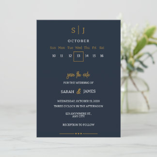 Luxus-Hochzeitseinladung in Navyblau zum Speichern Einladung
