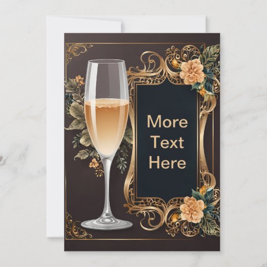 Luxus Hochzeitsempfang mit Champagnerglas Einladung (Rückseite)