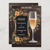 Luxus Hochzeitsempfang mit Champagnerglas Einladung (Vorne/Hinten)