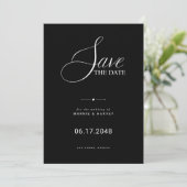 Luxus-Hochzeitsfoto in Schwarz Save The Date (Stehend Vorderseite)