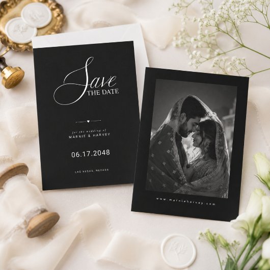 Luxus-Hochzeitsfoto in Schwarz Save The Date