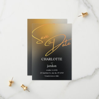 Luxus-Hochzeitskarte in Schwarz und Gold zum Vorme Save The Date